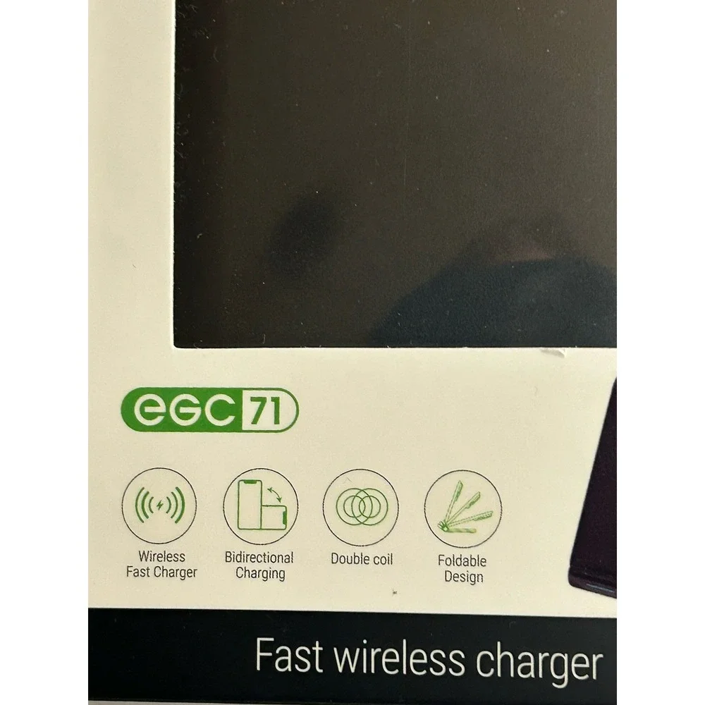EG Tech Fast Wireless Charger‎ Black Portable Foldable Double Coil Universal New